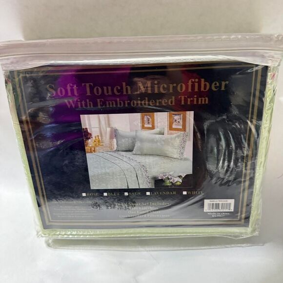 Twin Sheet Set Isabelle Sage, 100% Brushed Microfiber New in bag - Picture 1 of 3